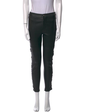 Pre-owned Iro Leather Skinny Leg Pants In Black