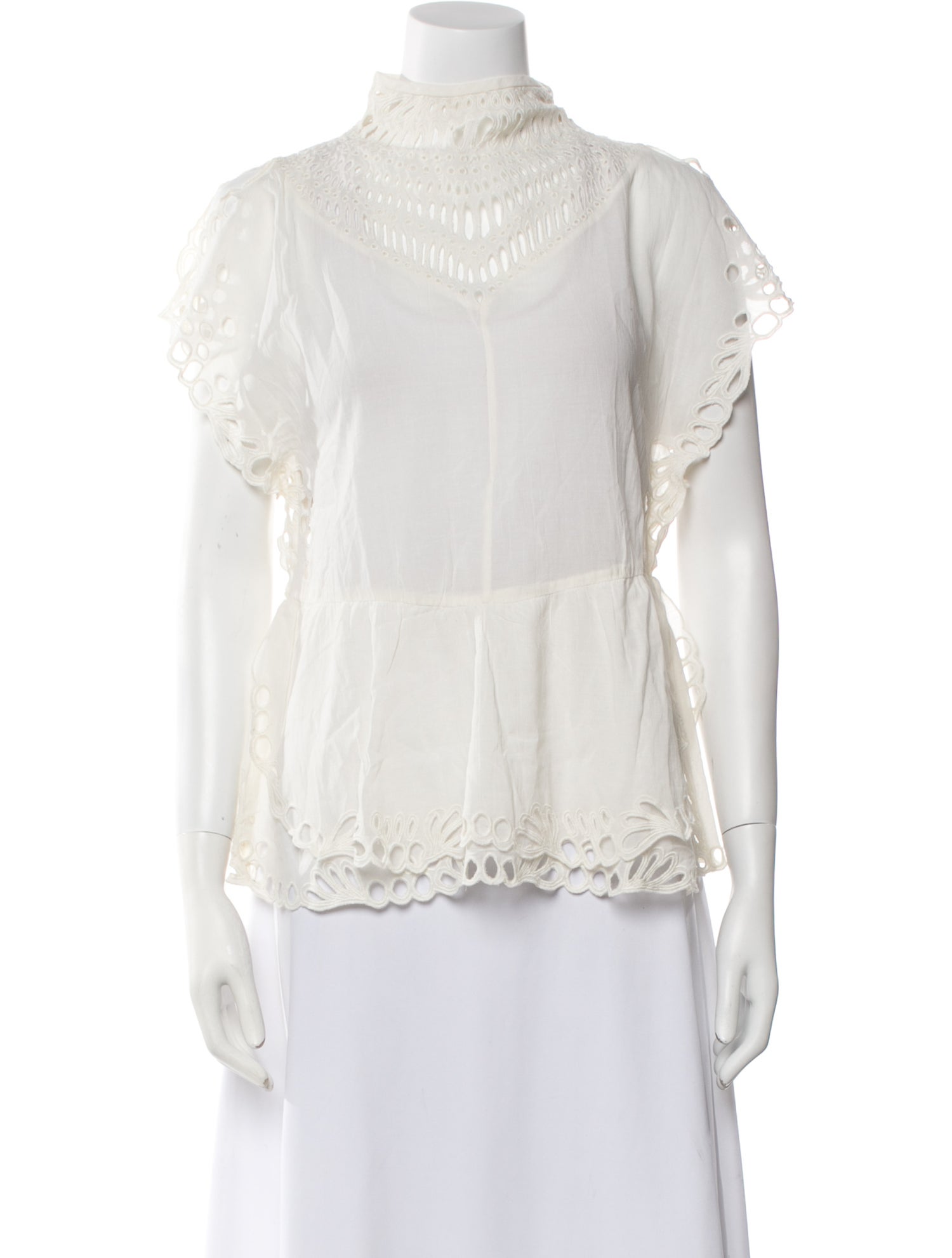 Iro Mock Neck Short Sleeve Blouse