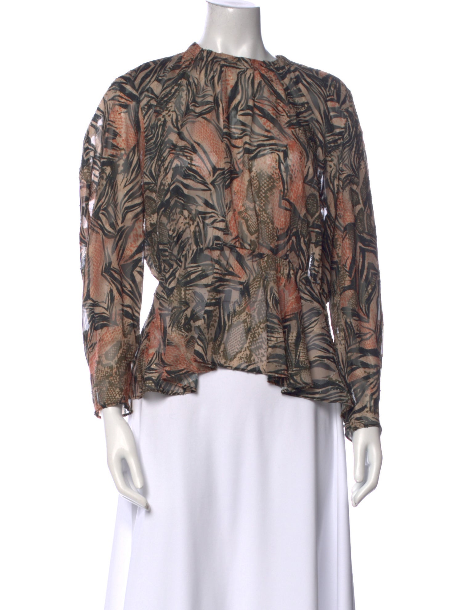 Iro Printed Mock Neck Blouse