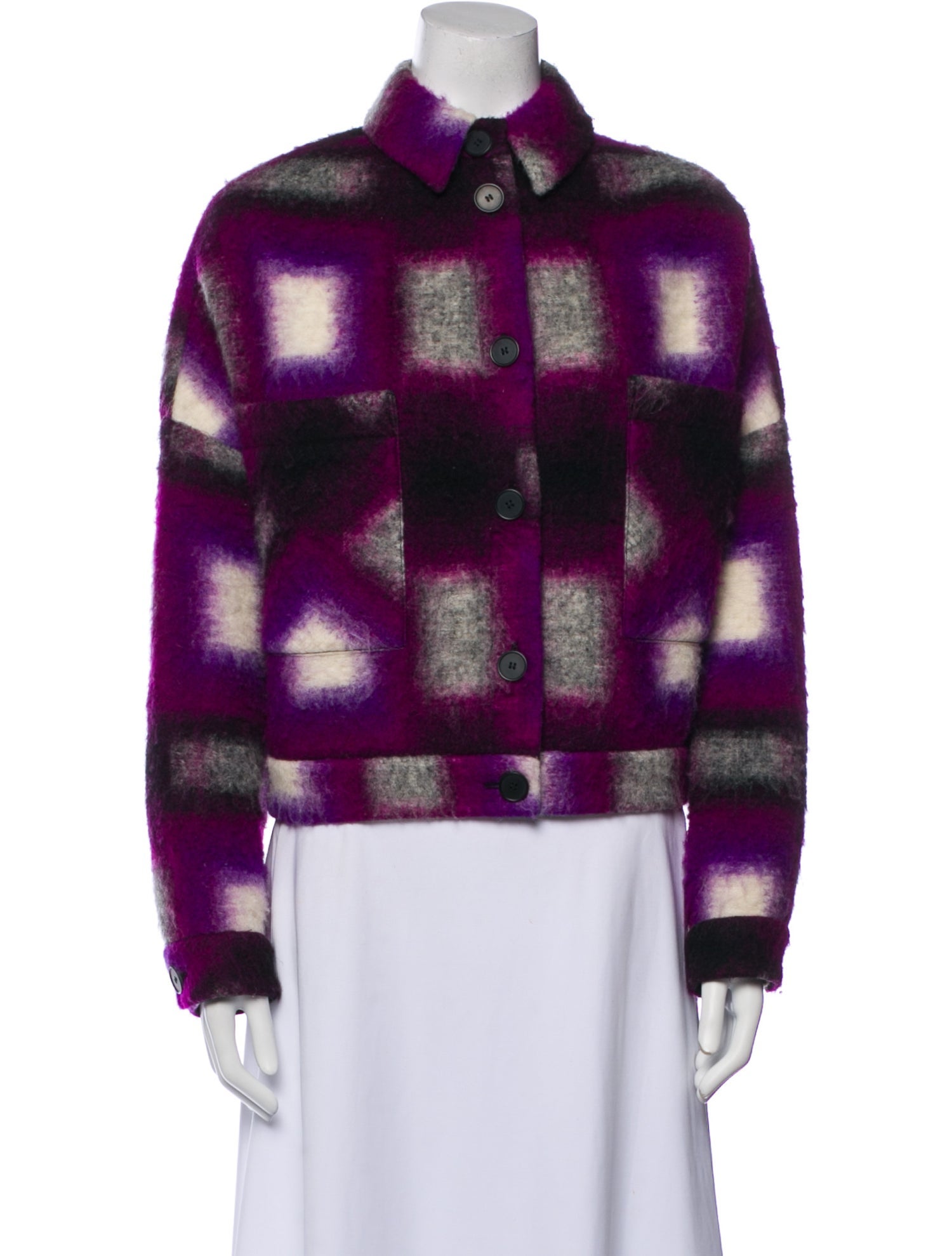 Iro Wool Plaid Print Jacket