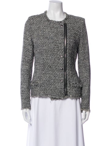Pre-owned Iro Tweed Pattern Jacket In Black