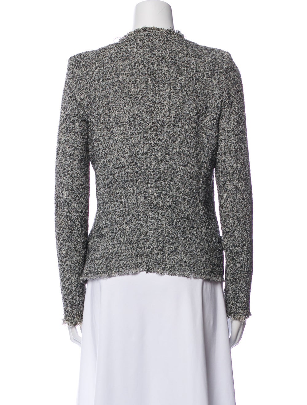 Iro Jacket Black Tweed Pattern Collarless - image 3