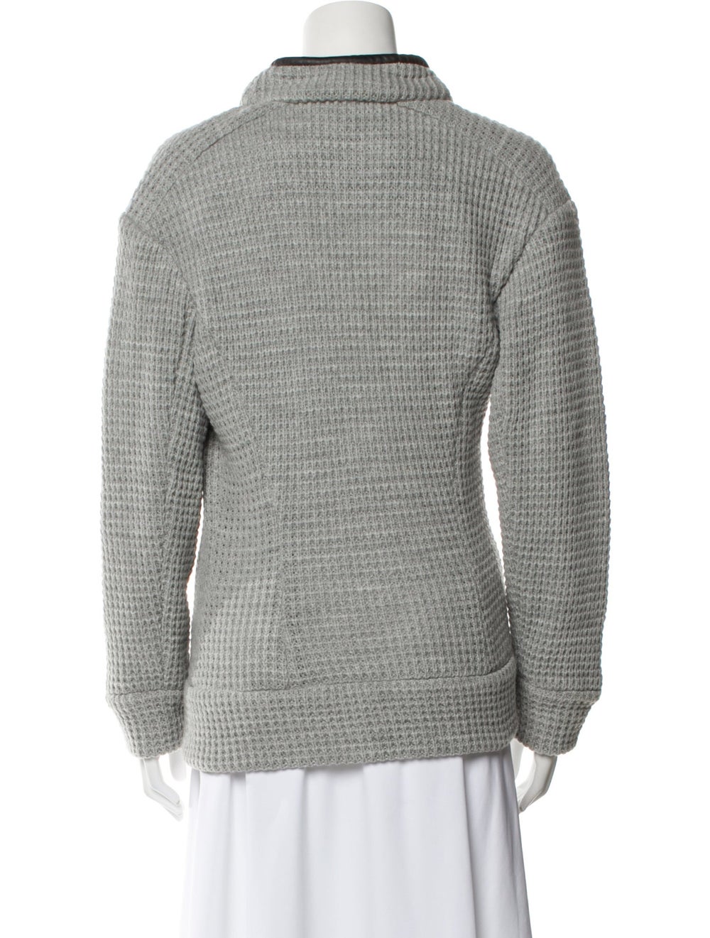 Iro Jacket Grey Patterned Leather Trim Embellishm… - image 3