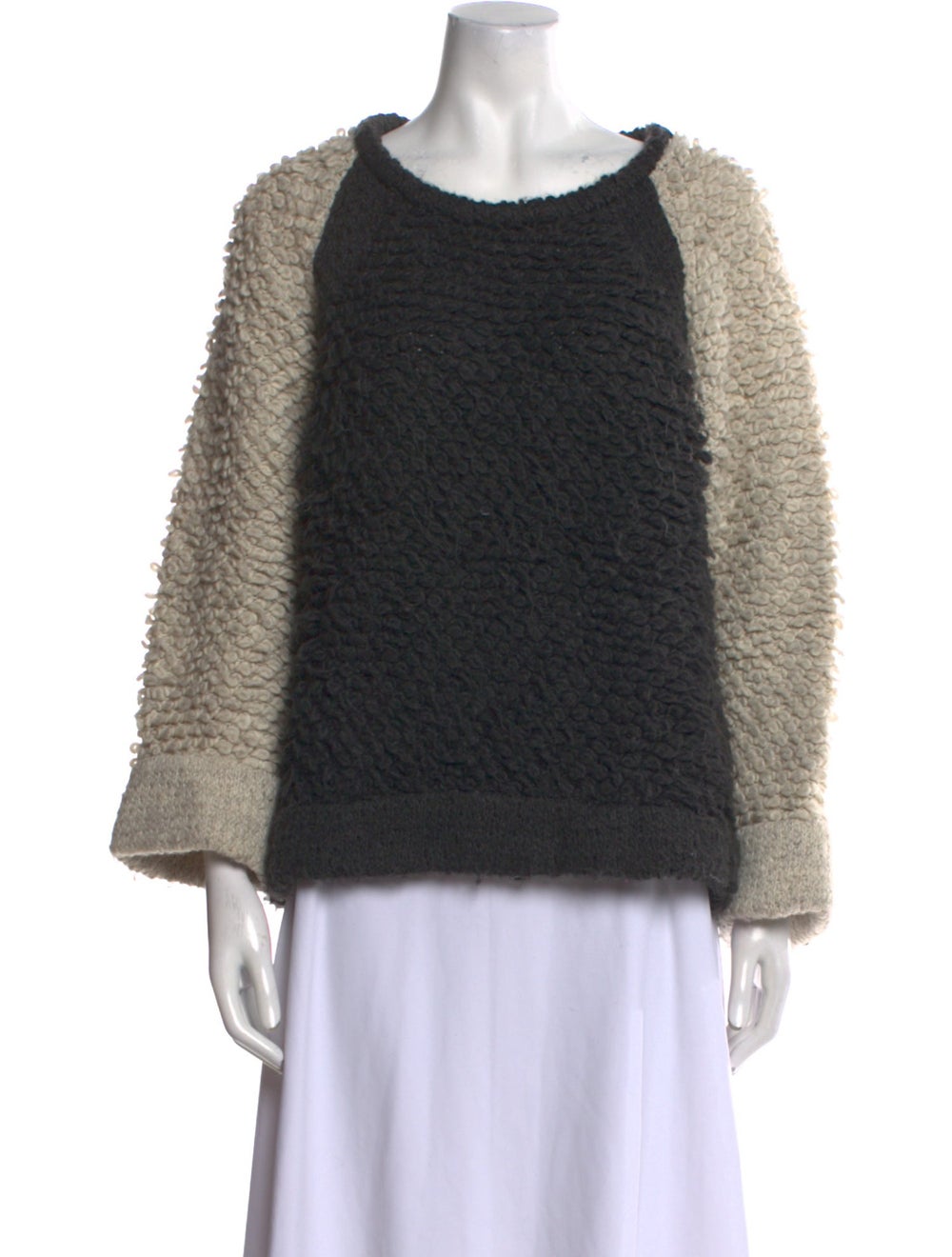 Iro Pullover Grey Colorblock Pattern Three-Quarte… - image 1