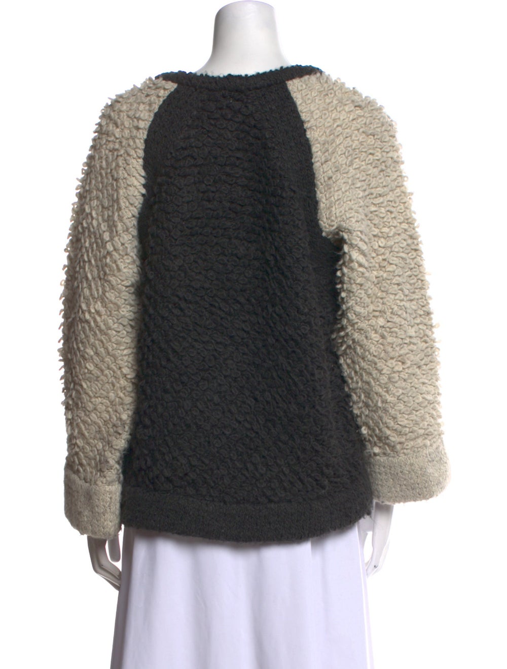 Iro Pullover Grey Colorblock Pattern Three-Quarte… - image 3