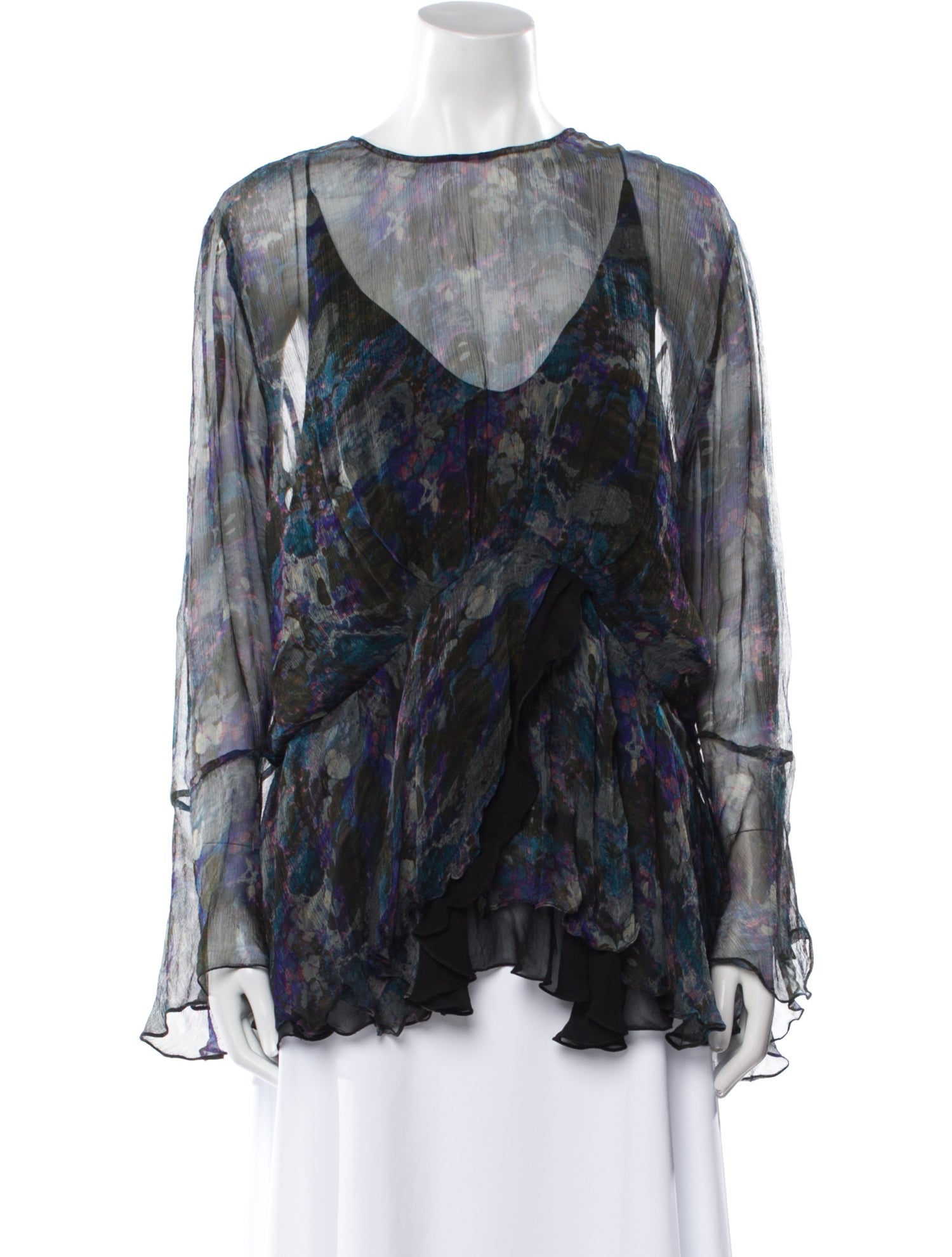 Iro Printed Bateau Neckline Blouse