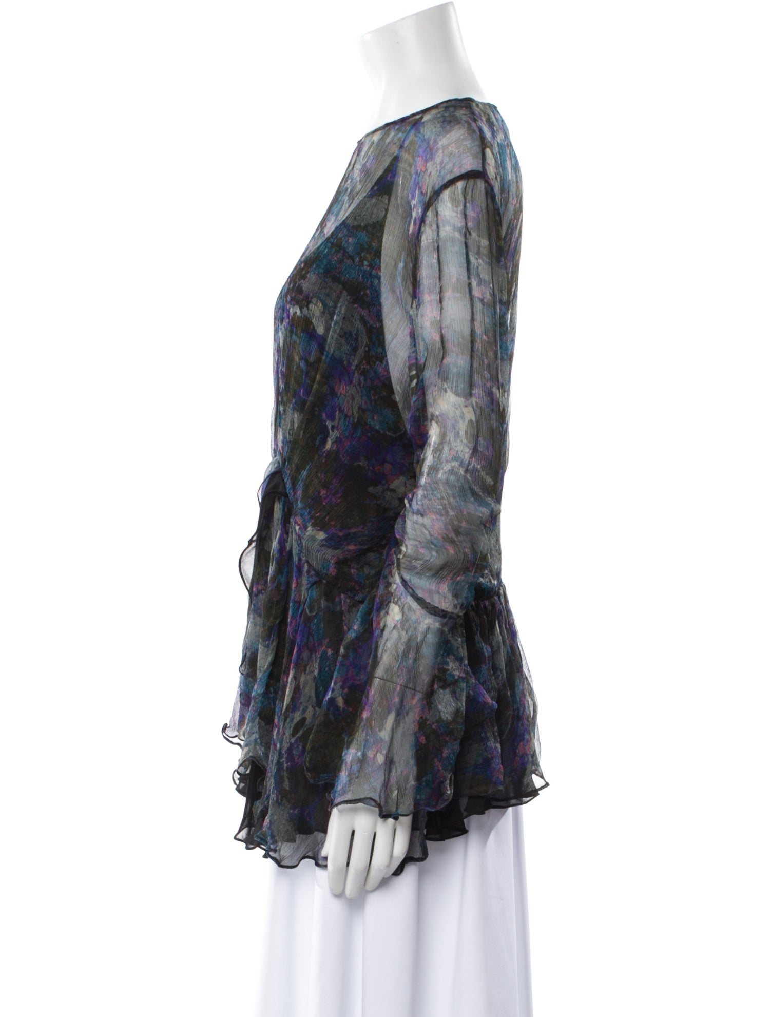 Iro Printed Bateau Neckline Blouse