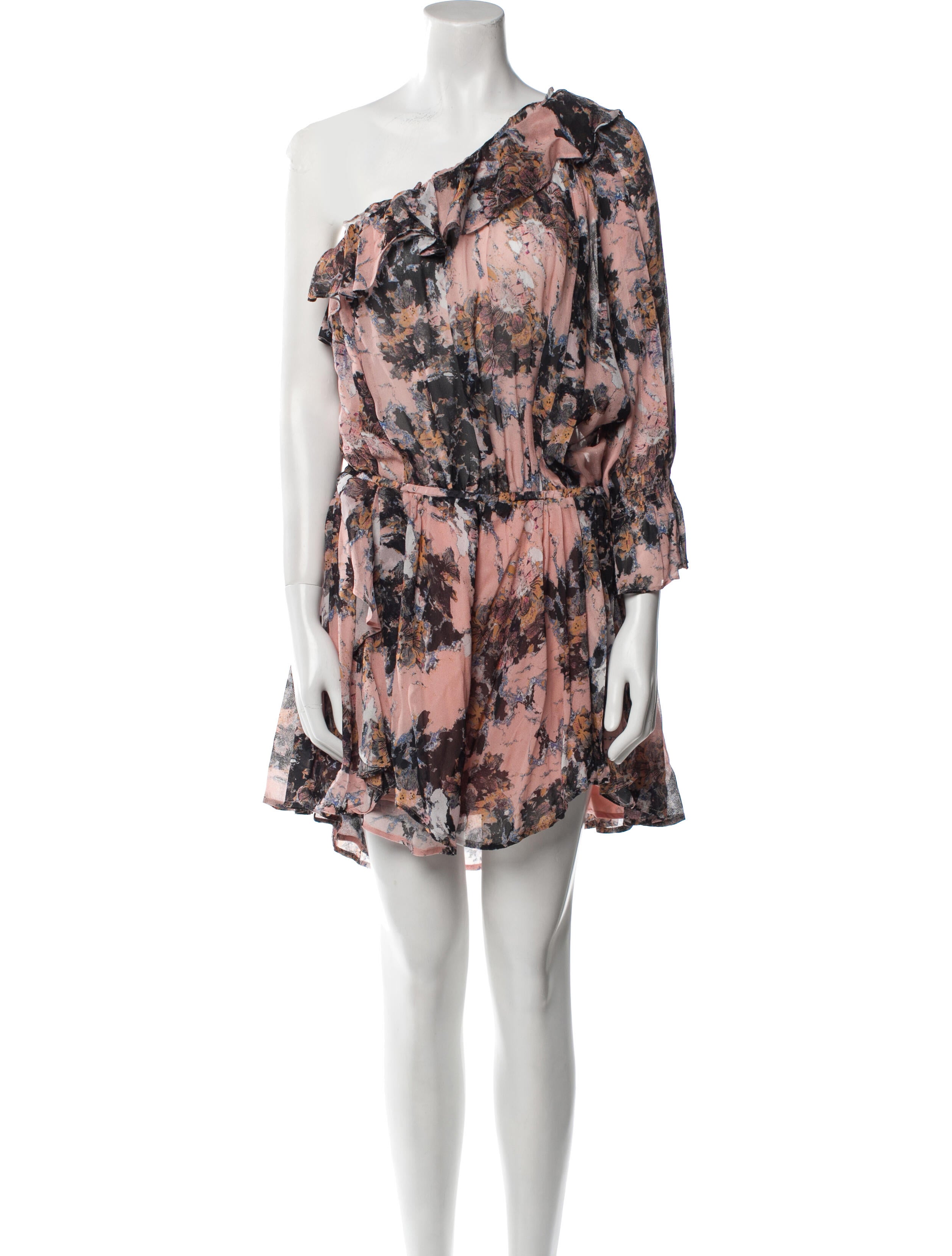 Iro Printed One-Shoulder Romper