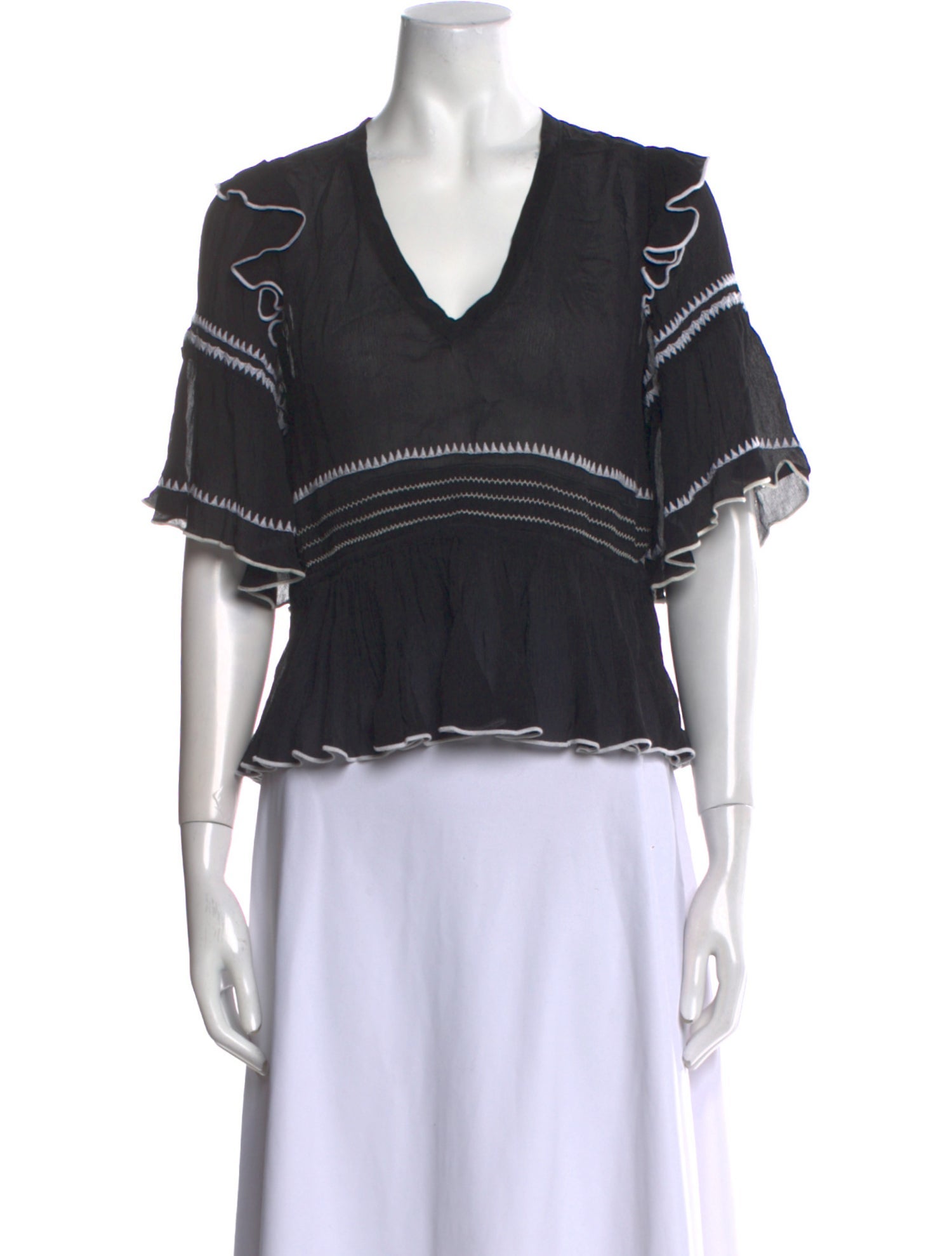 Iro V-Neck Short Sleeve Crop Top