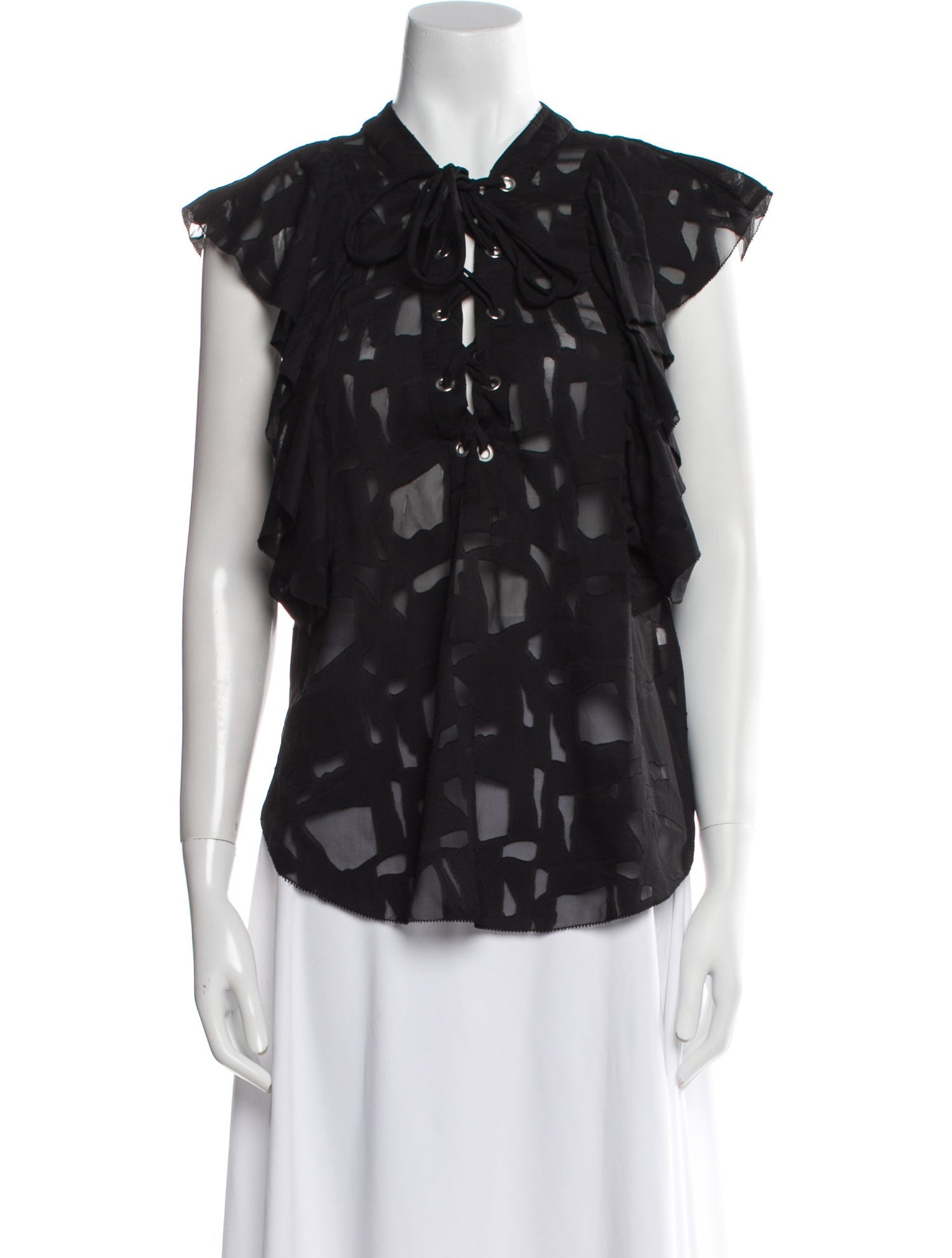 Iro Printed Tie Neck Blouse