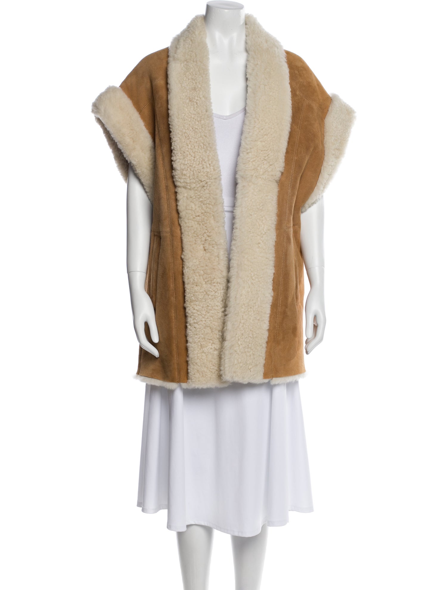 Iro Shearling Colorblock Pattern Fur Coat