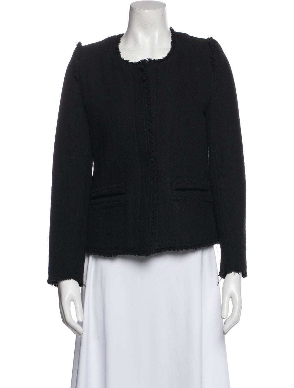 Iro Wool Jacket Blue Collarless - image 1