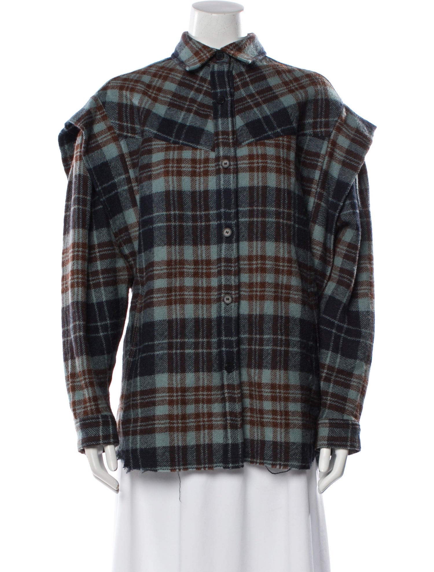 Iro Virgin Wool Plaid Print Jacket