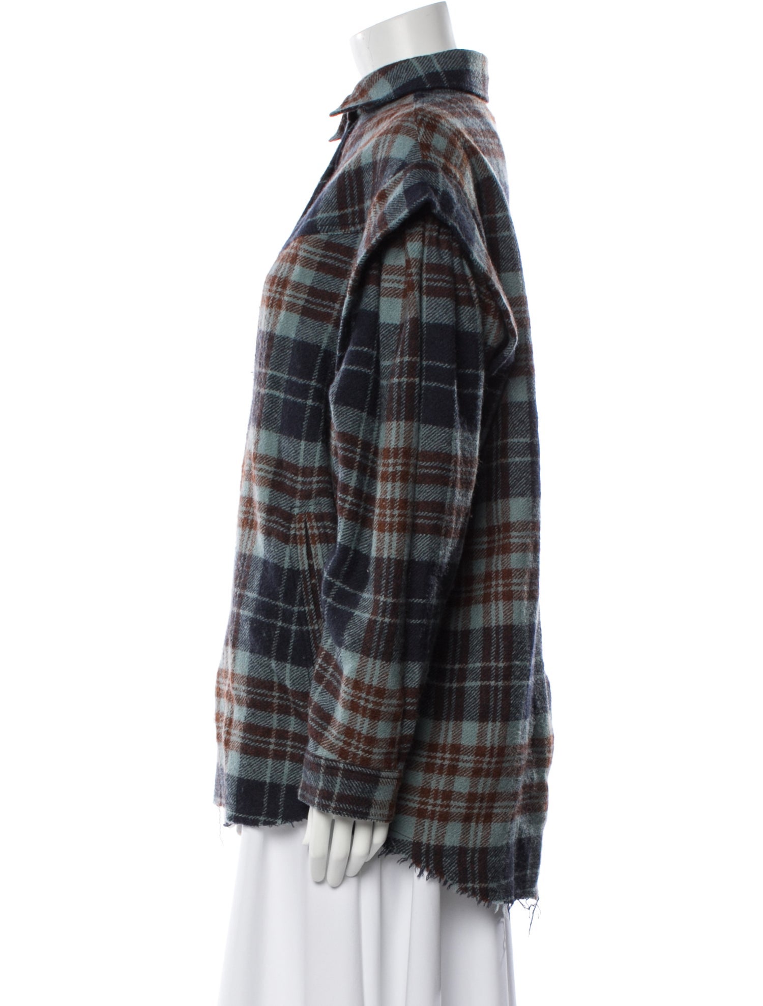 Iro Virgin Wool Plaid Print Jacket