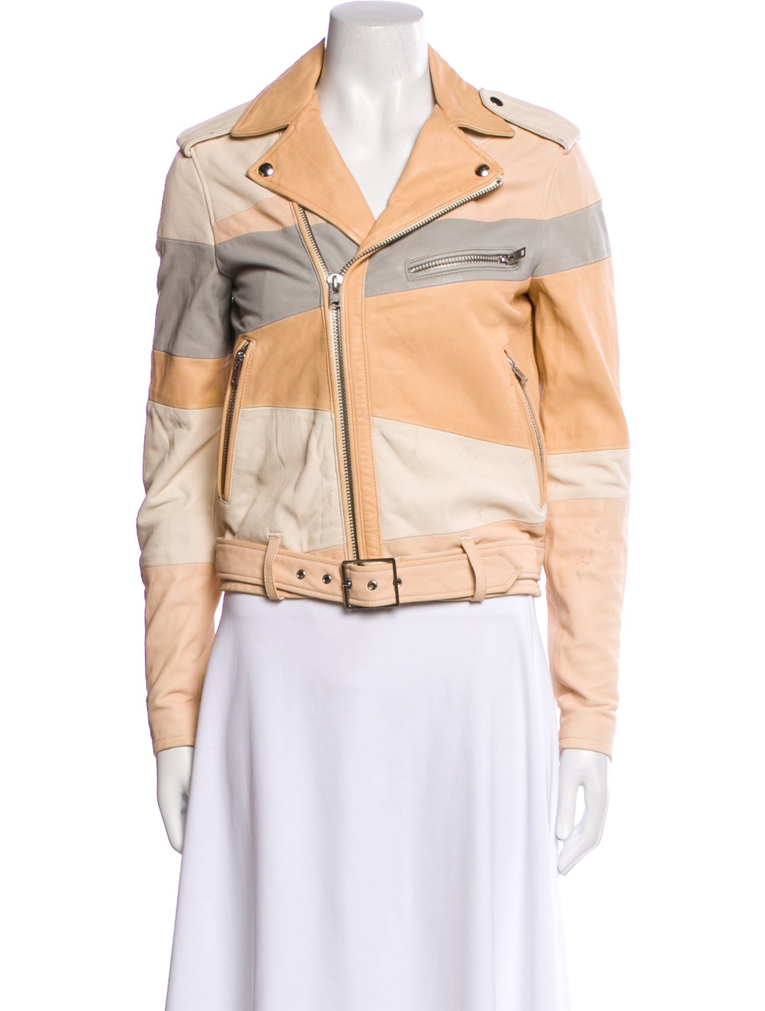 Iro Lamb Leather Graphic Print Biker Jacket