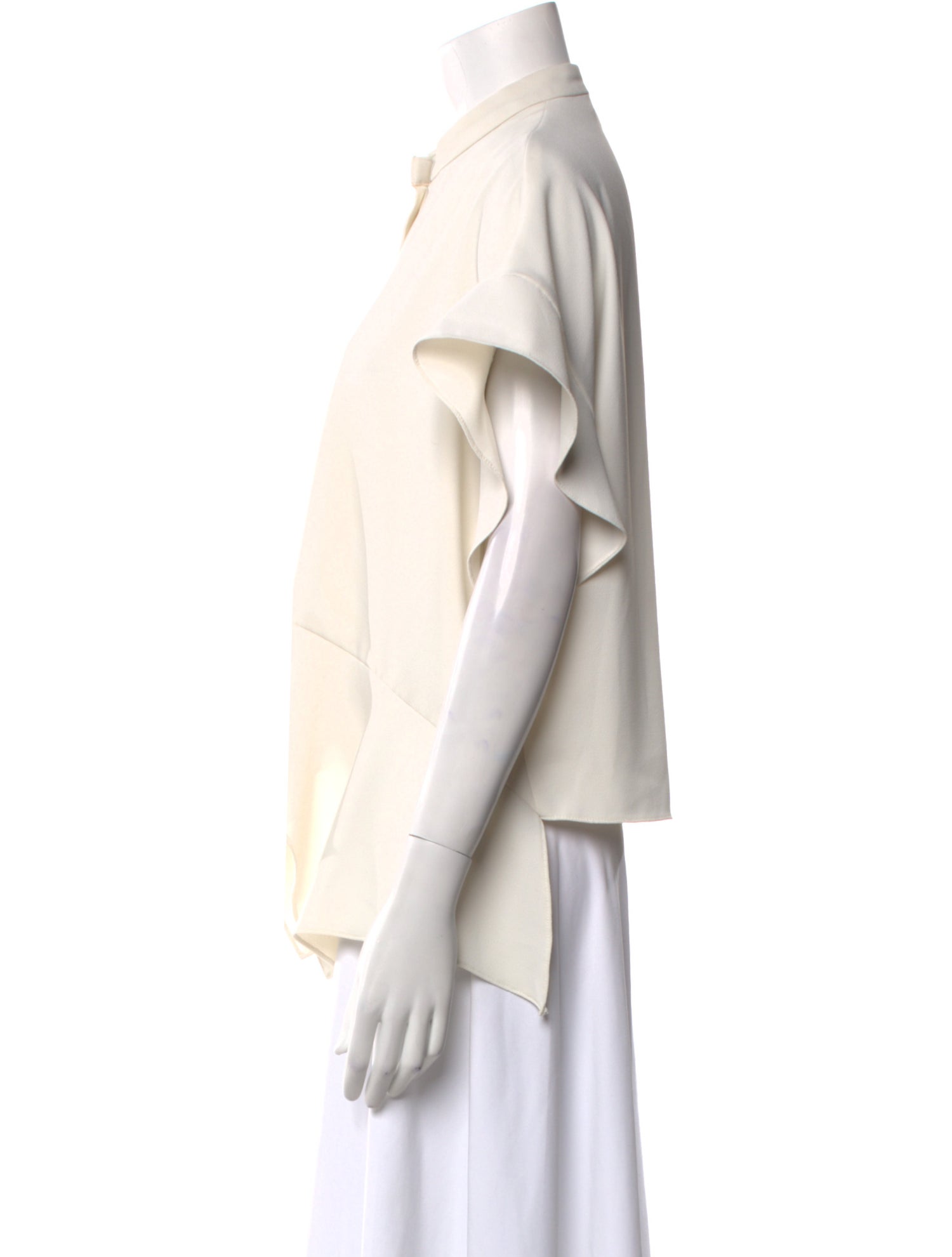 Iro Mock Neck Short Sleeve Button-Up Top