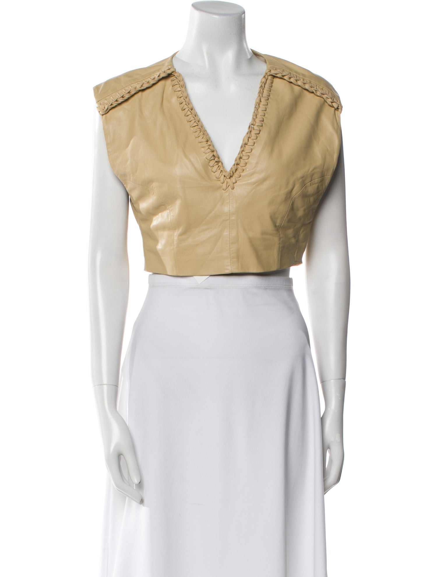 Iro Lamb Leather V-Neck Crop Top