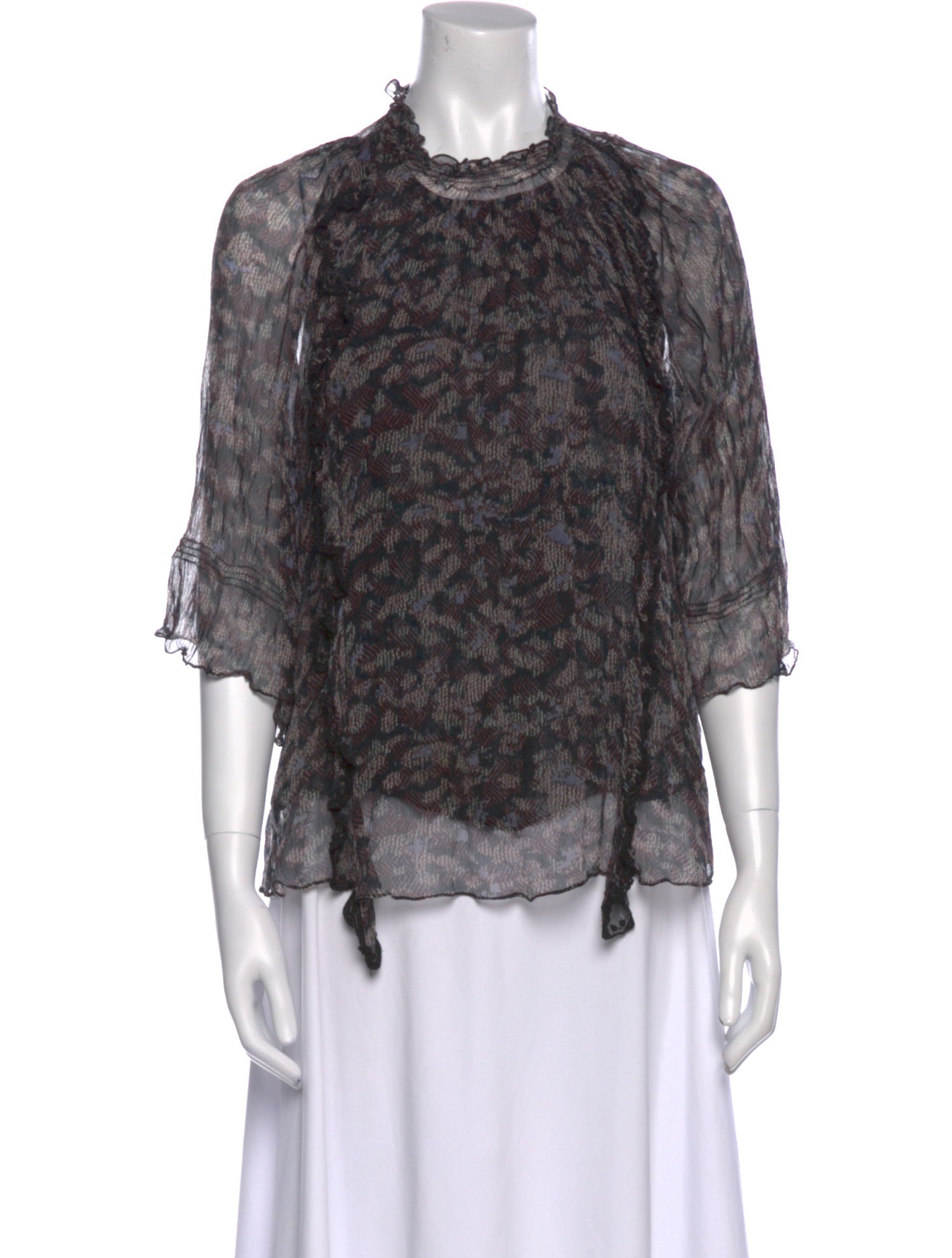 Iro Printed Mock Neck Blouse