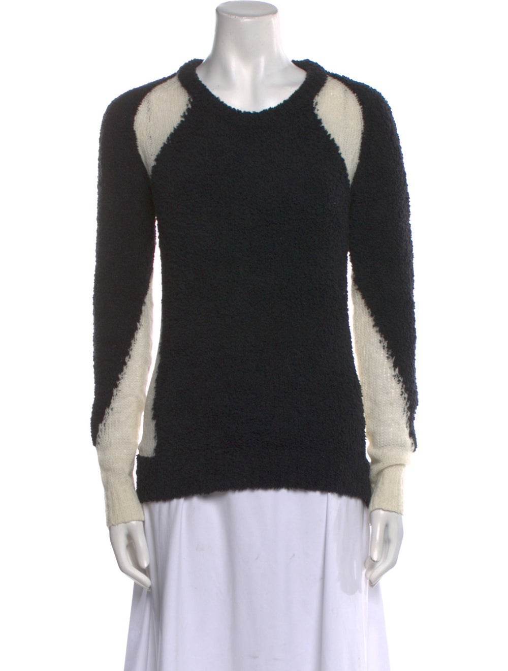 Iro Wool Pullover Black Colorblock Pattern Long S… - image 1