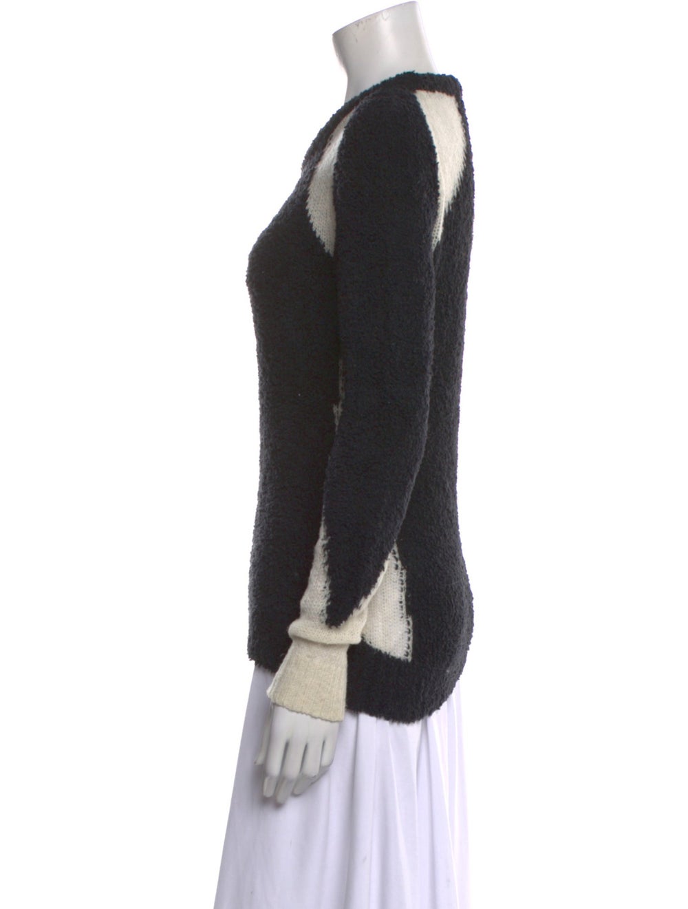 Iro Wool Pullover Black Colorblock Pattern Long S… - image 2