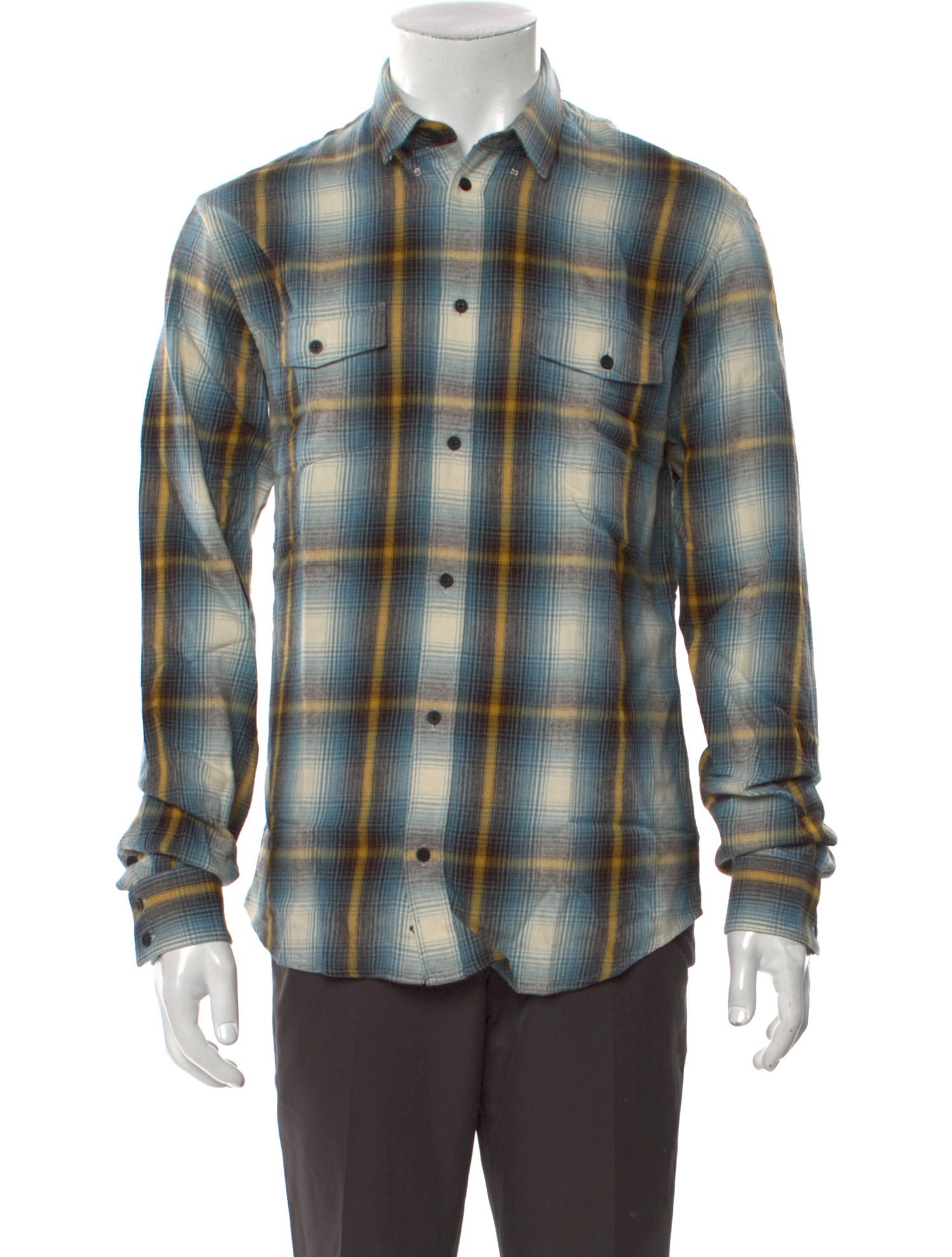 Iro Plaid Print Long Sleeve Western Shirt w/ Tags