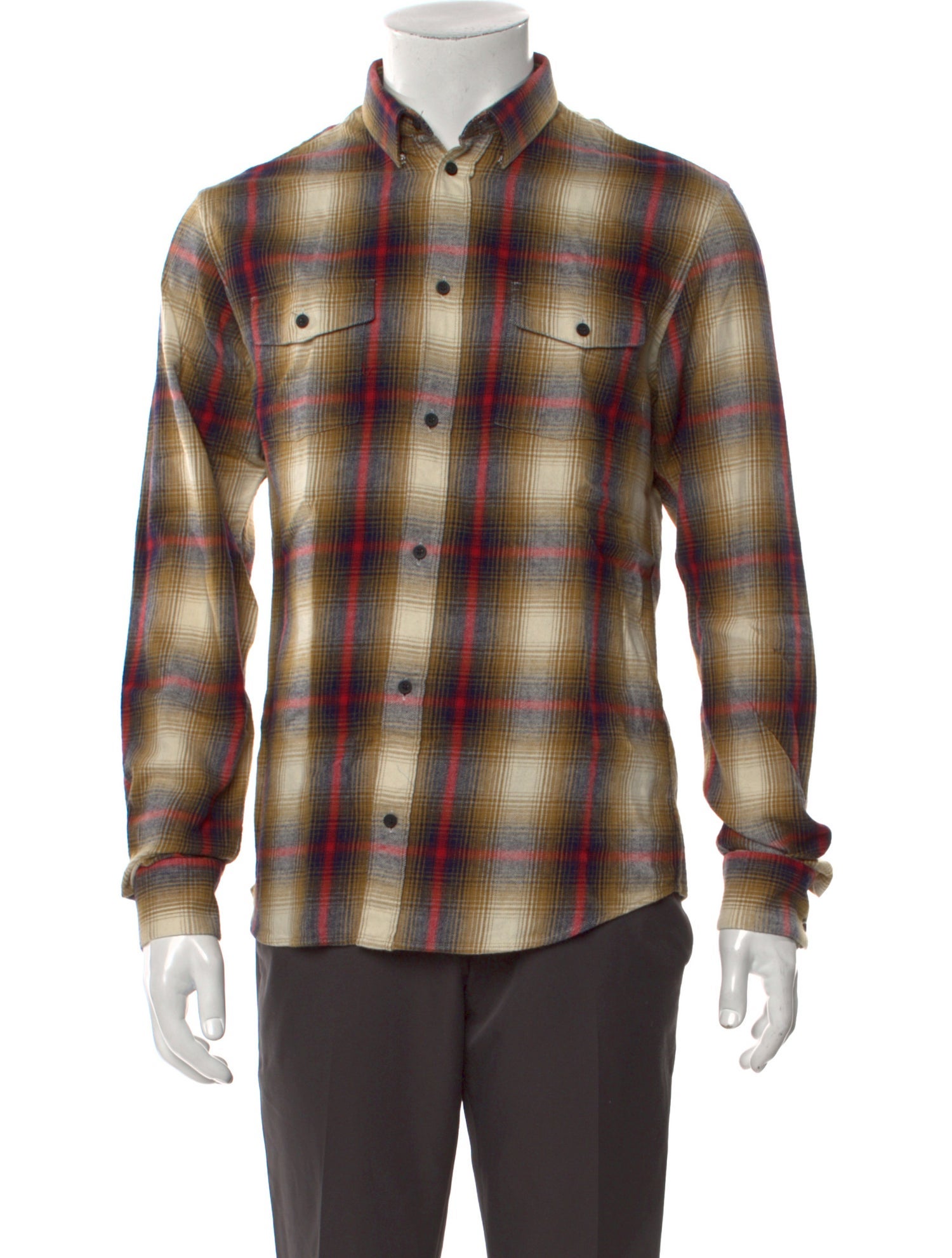 Iro Plaid Print Long Sleeve Western Shirt w/ Tags