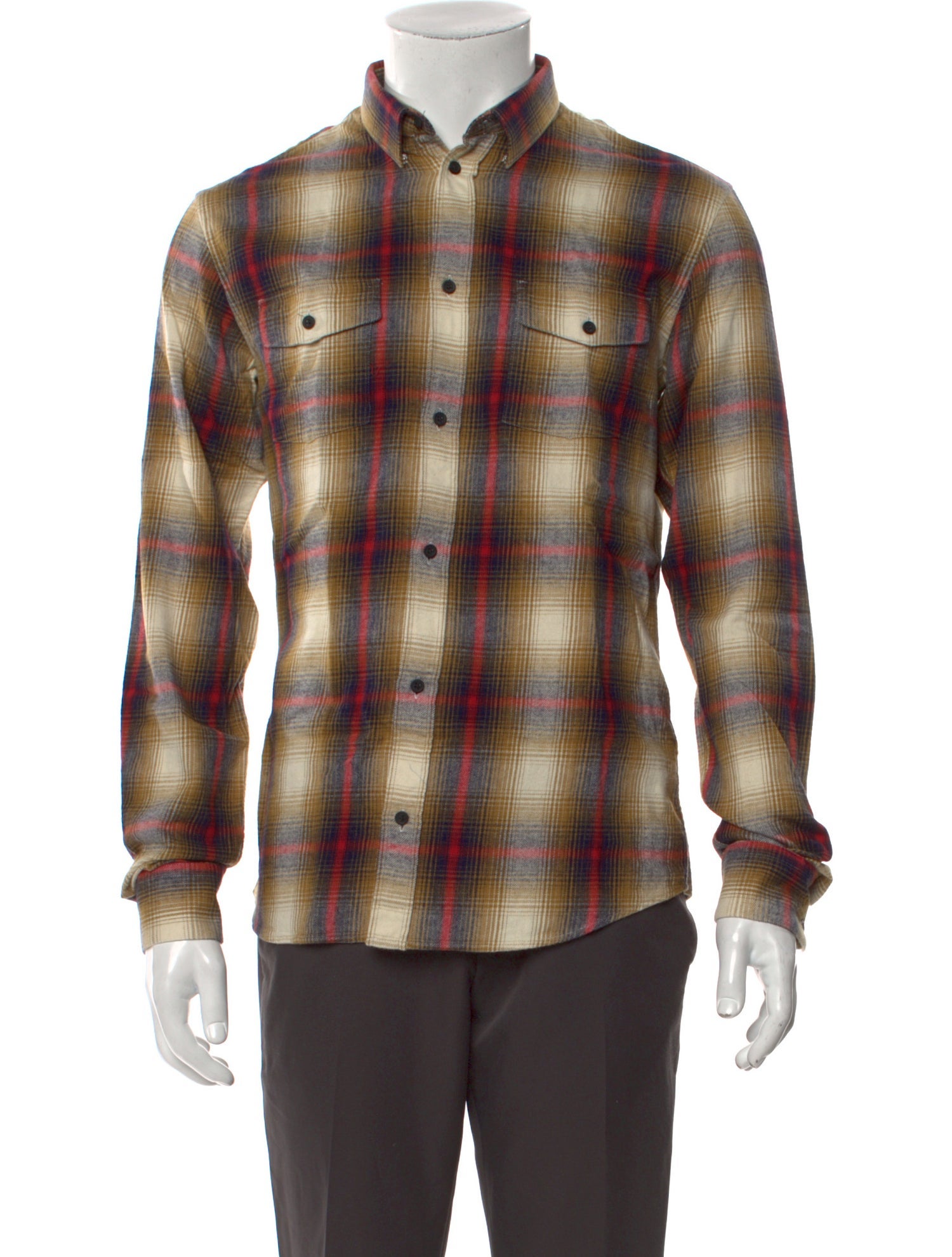 Iro Plaid Print Long Sleeve Western Shirt w/ Tags