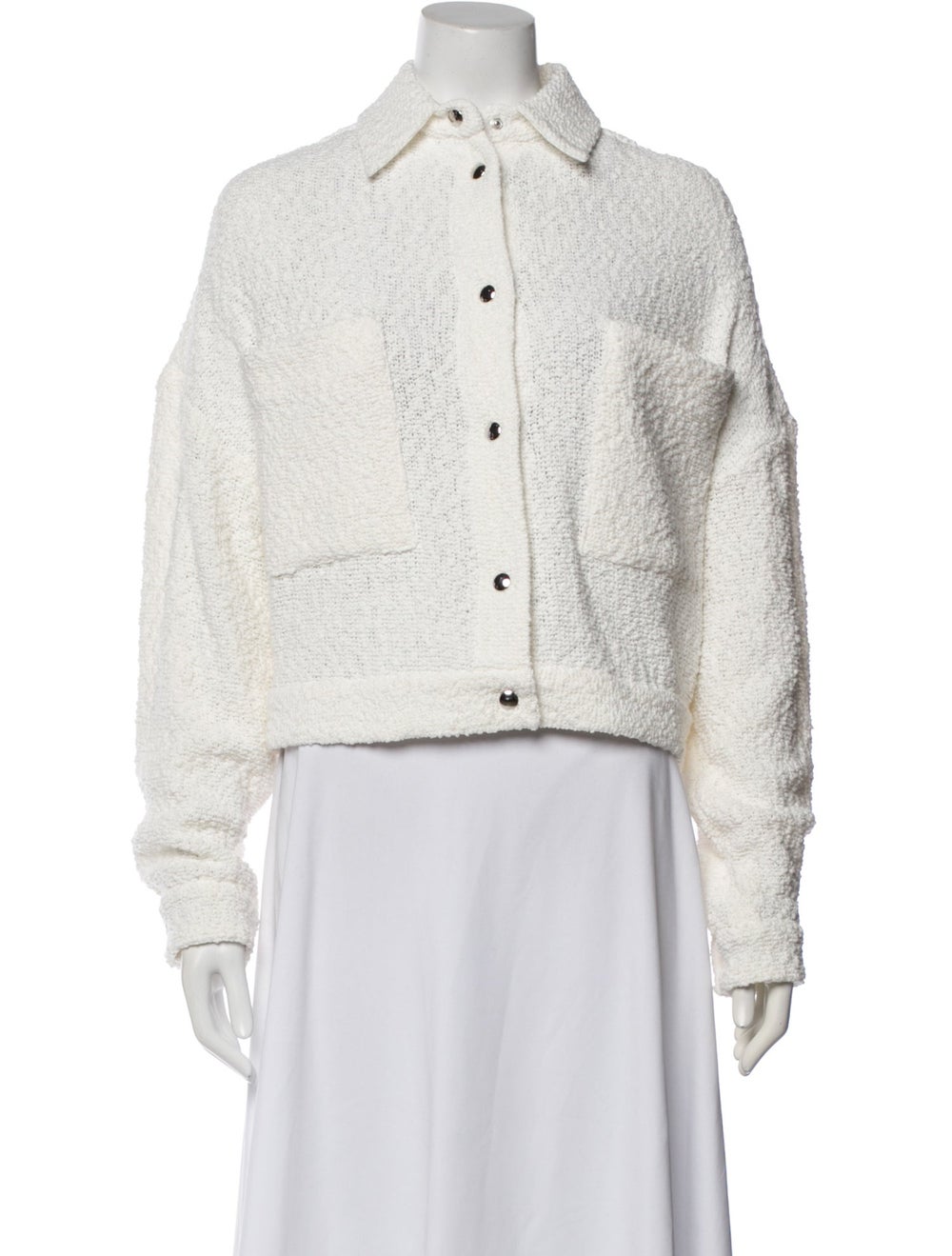 Iro Jacket White Tweed Pattern Pointed Collar Pat… - image 1