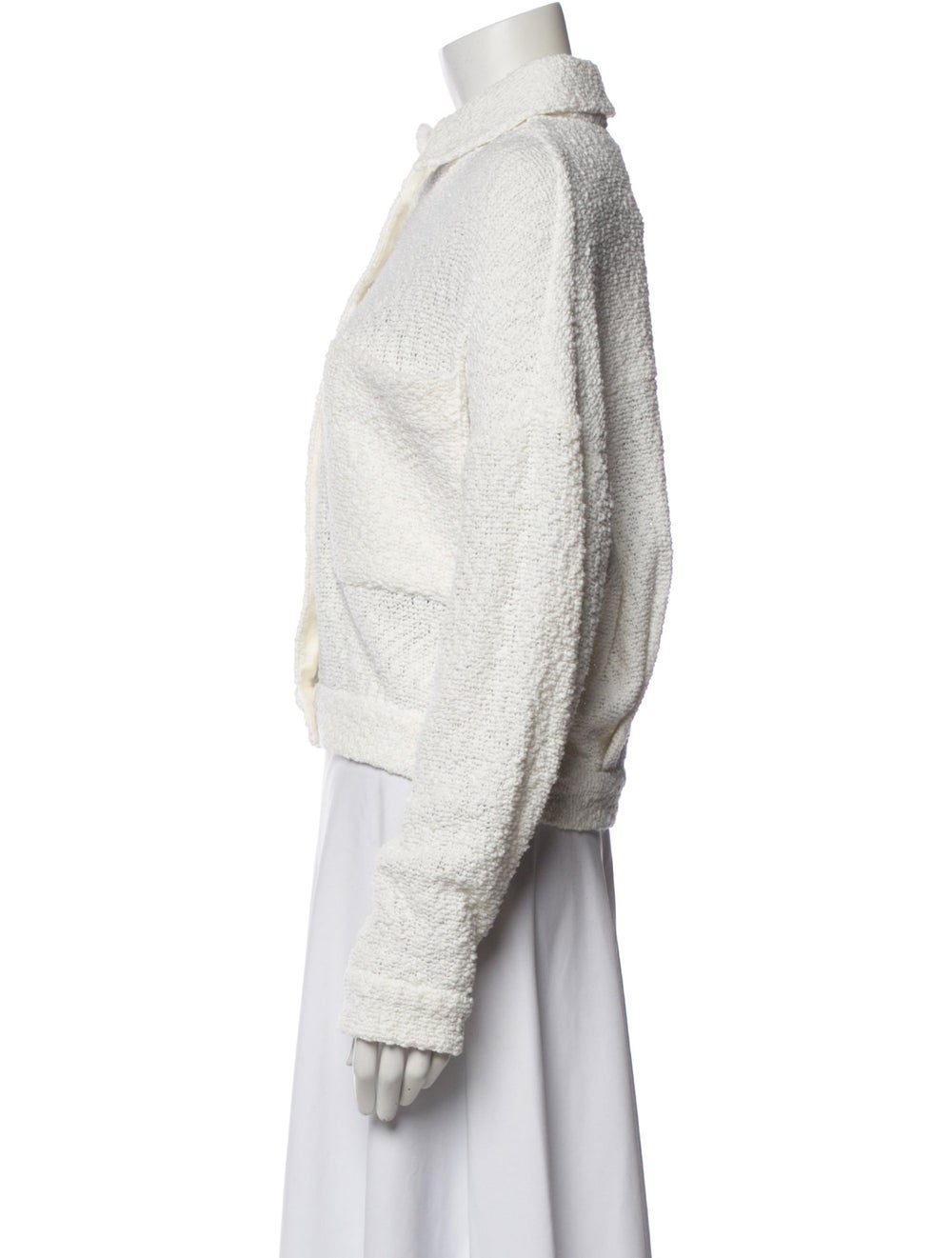 Iro Jacket White Tweed Pattern Pointed Collar Pat… - image 2