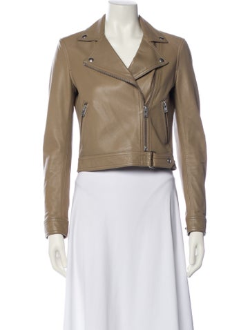 Pre-owned Iro Leather Biker Jacket In Neutral