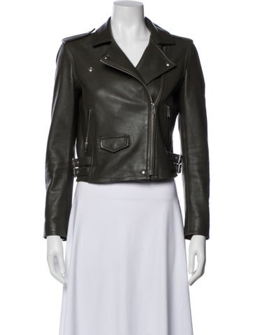 Pre-owned Iro Lamb Leather Biker Jacket In Gray