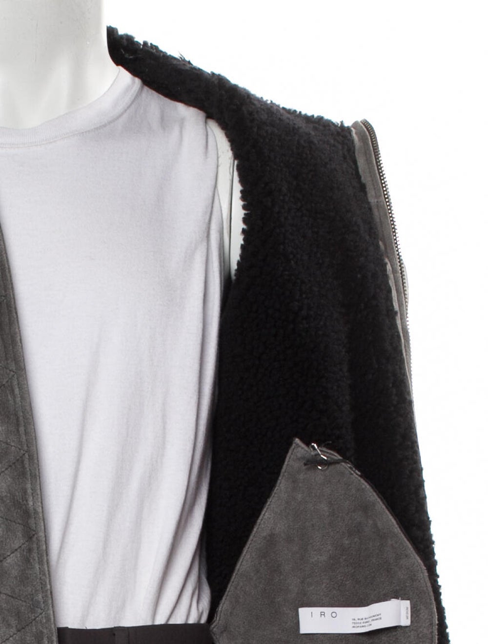 Iro Shearling Colorblock Pattern Puffer Coat - image 4