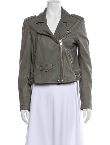 Pre-owned Iro Lamb Leather Biker Jacket In Gray