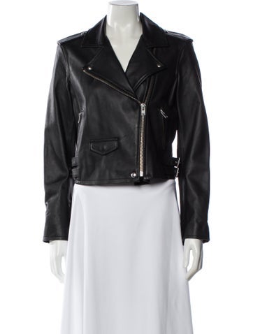 Pre-owned Iro Lamb Leather Biker Jacket In Gray