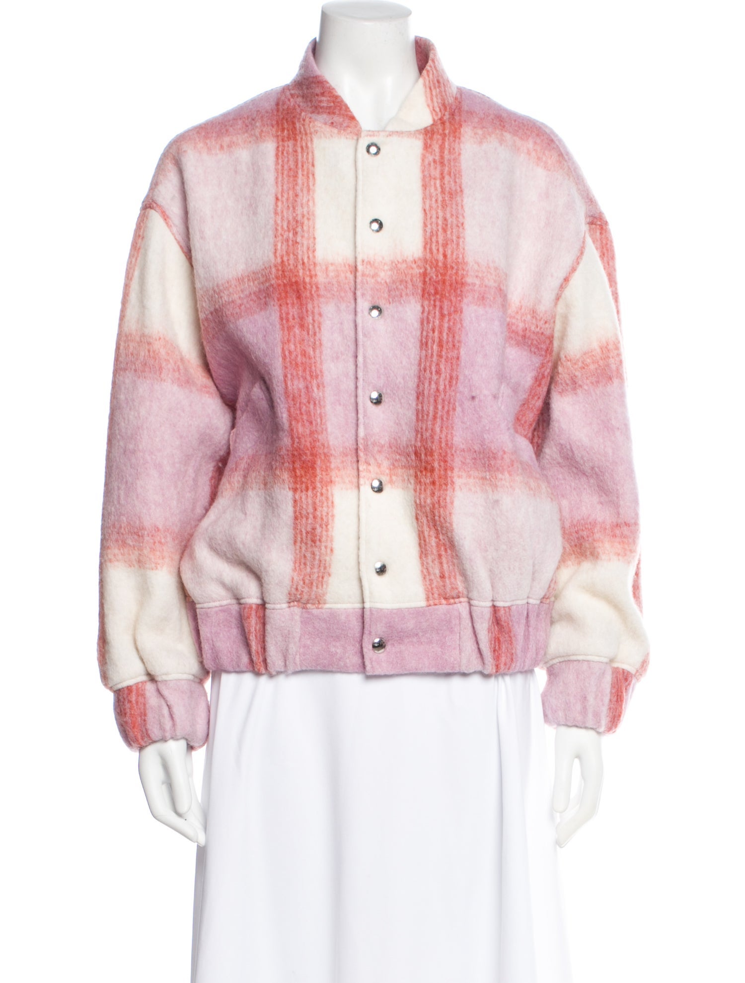 Iro Wool Plaid Print Bomber Jacket