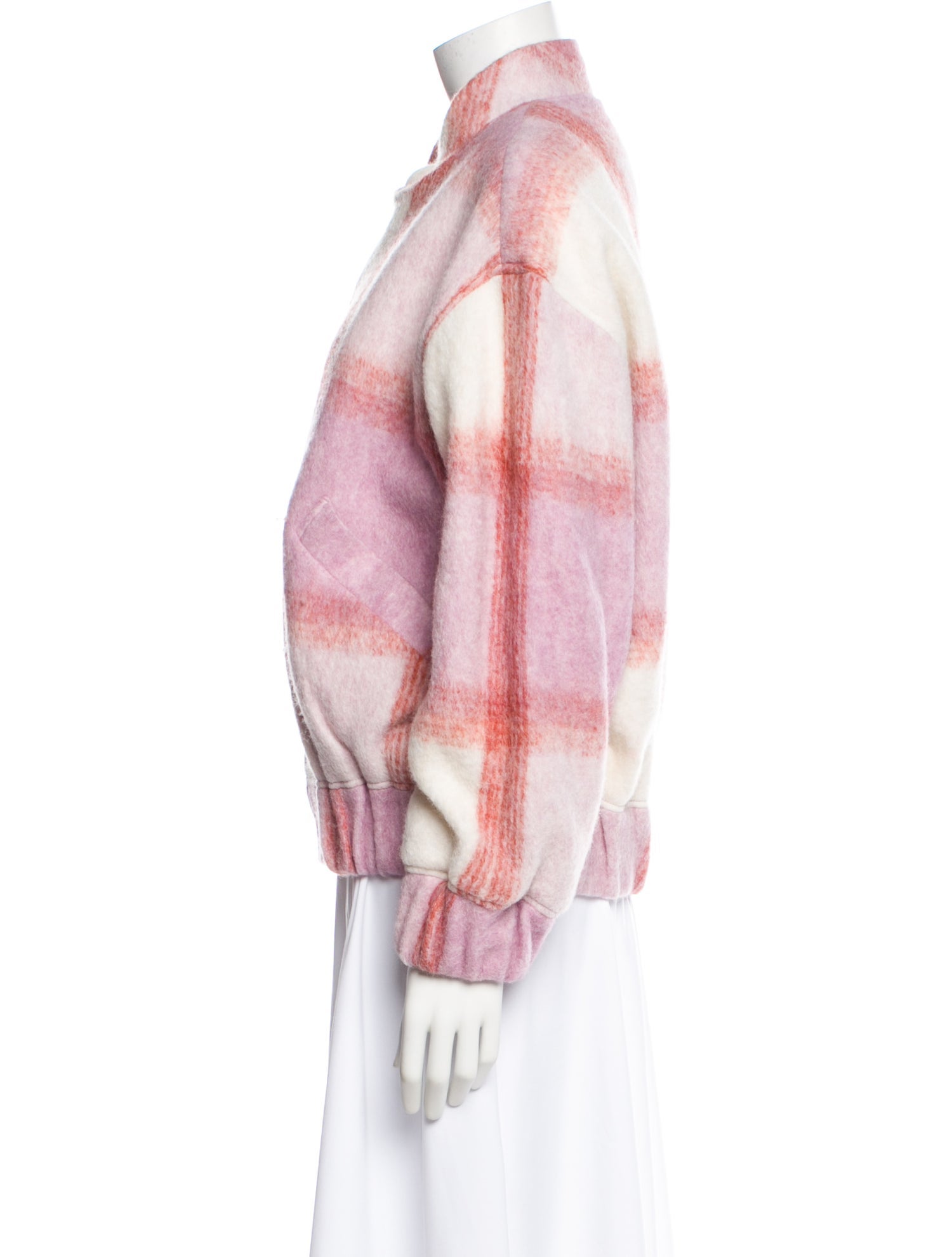 Iro Wool Plaid Print Bomber Jacket