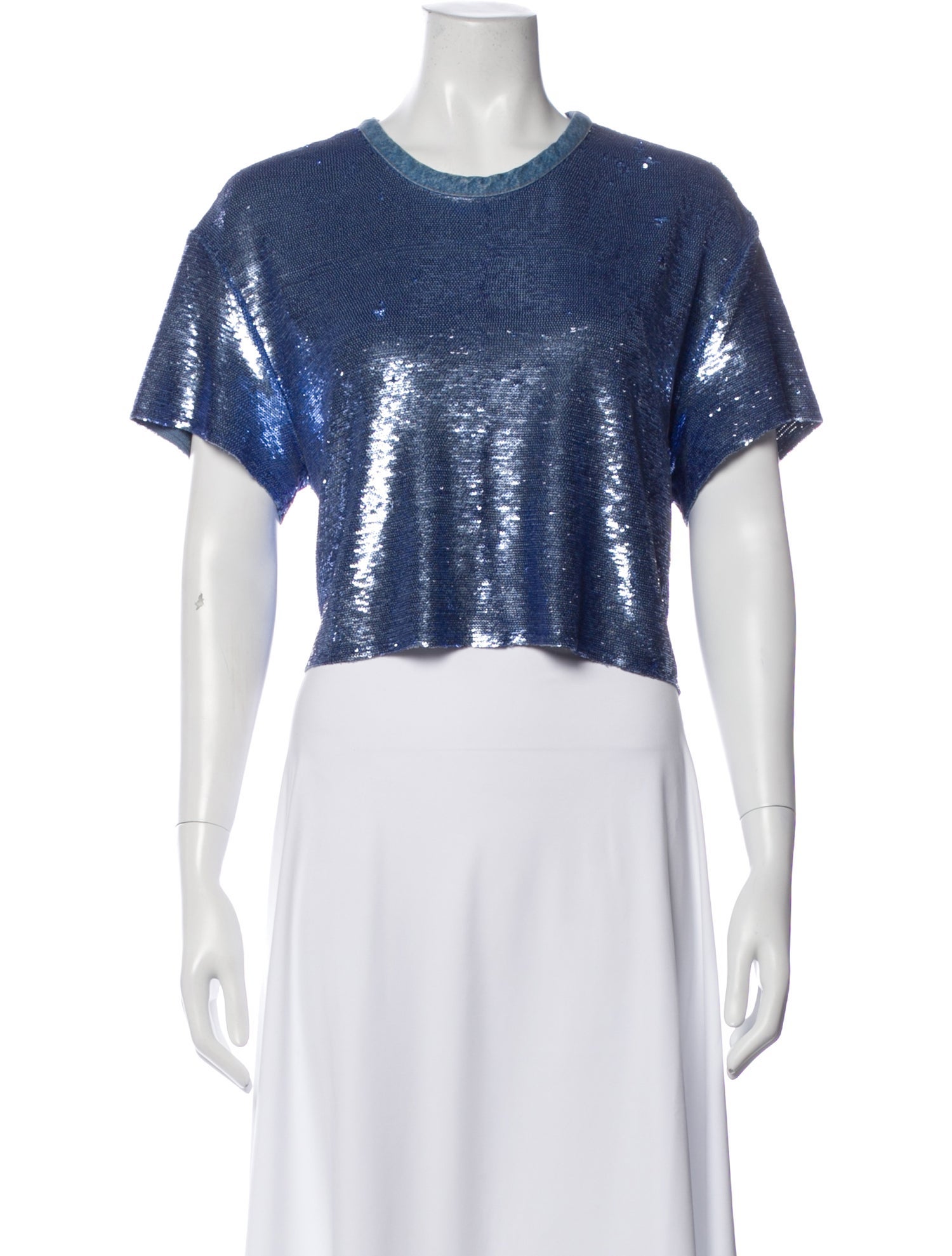 Iro Sequin Crew Neck Crop Top