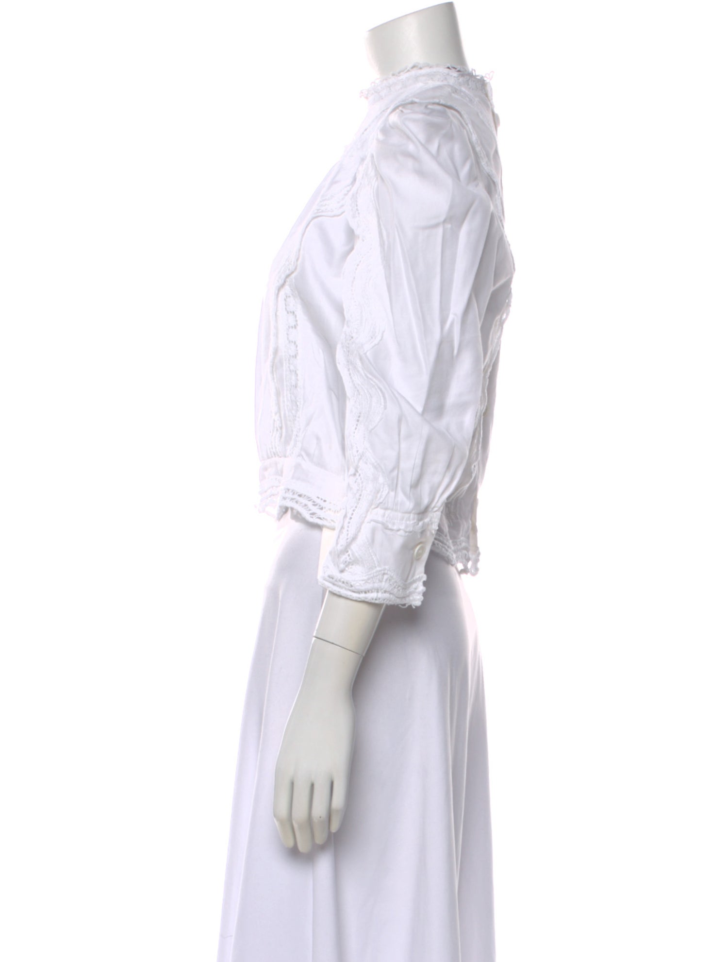 Iro Mock Neck Three-Quarter Sleeve Crop Top