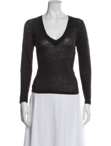 Pre-owned Iro Linen V-neck Sweater In Gray