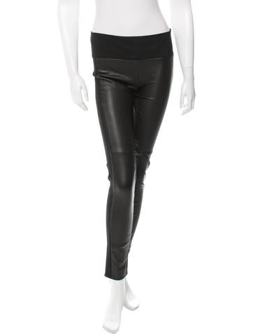Iro Black Leather-Trimmed Pants