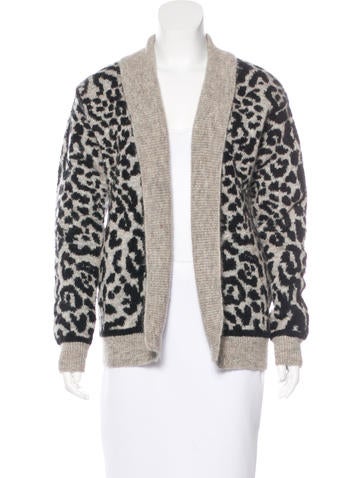Iro Leopard-Patterned Rib Knit Cardigan