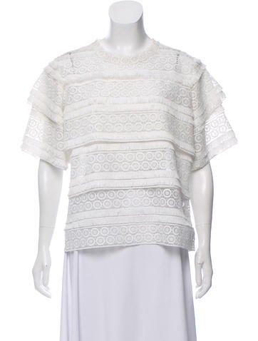 Iro Tops Embroidered Frayed-Trimmed Top Us2, Fr34 | XS