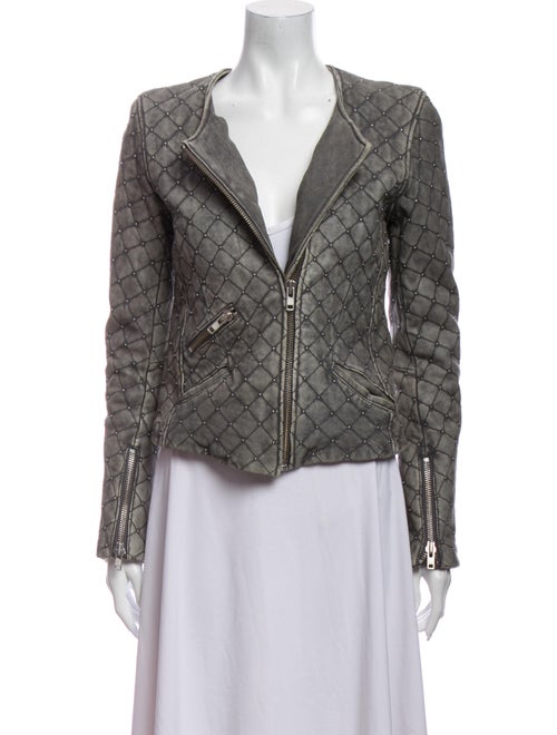 Iro Leather Printed Blazer Grey