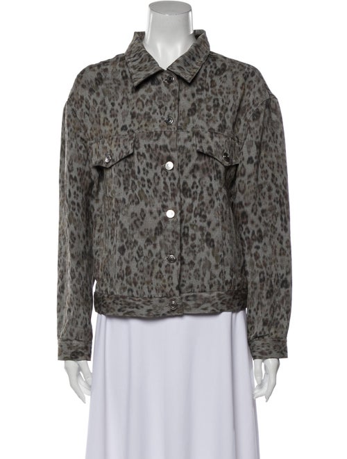 Iro Linen Animal Print Denim Jacket Denim