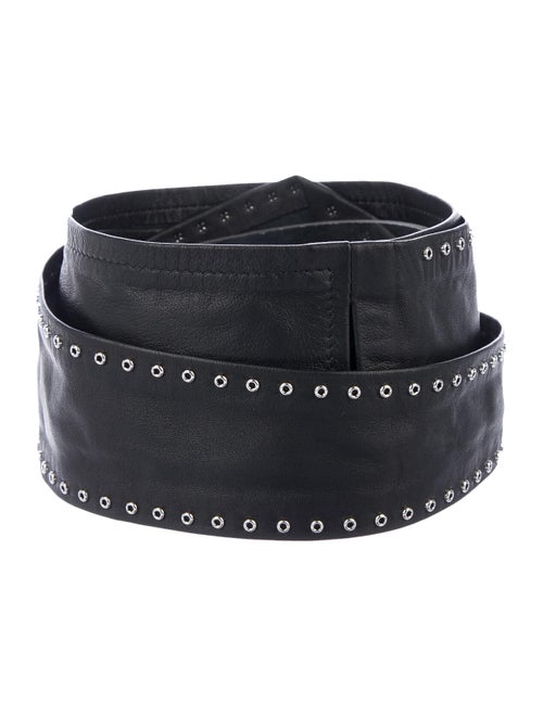 Iro Grommet Leather Belt Black