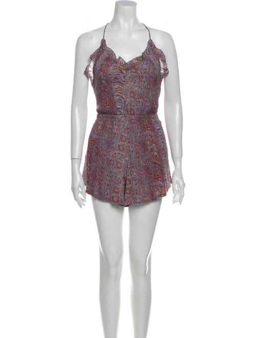 Iro Printed Halterneck Romper Blue