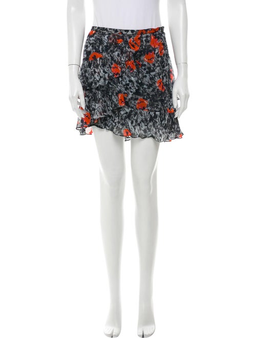 Iro Floral Print Mini Skirt Grey
