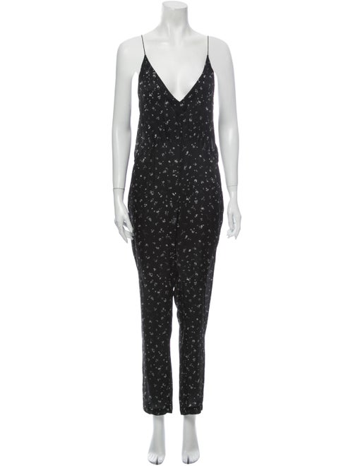Iro Silk Floral Print Jumpsuit Black