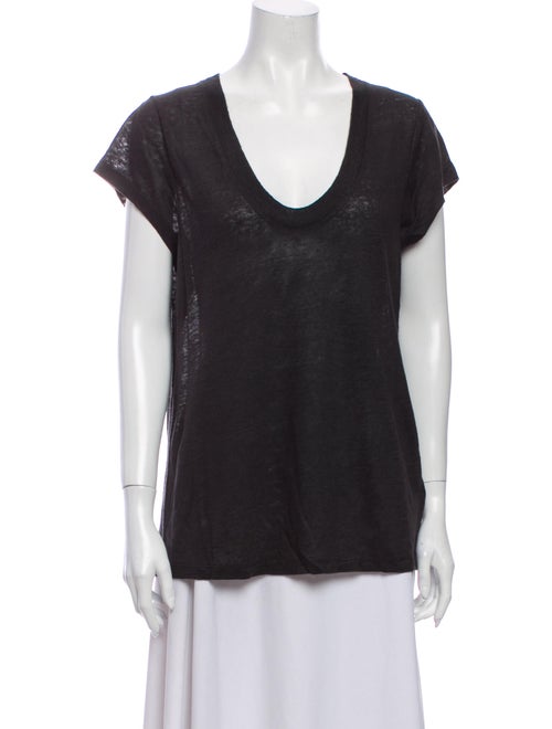 Iro Linen V-Neck T-Shirt Black