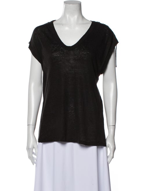 Iro Linen V-Neck T-Shirt Black